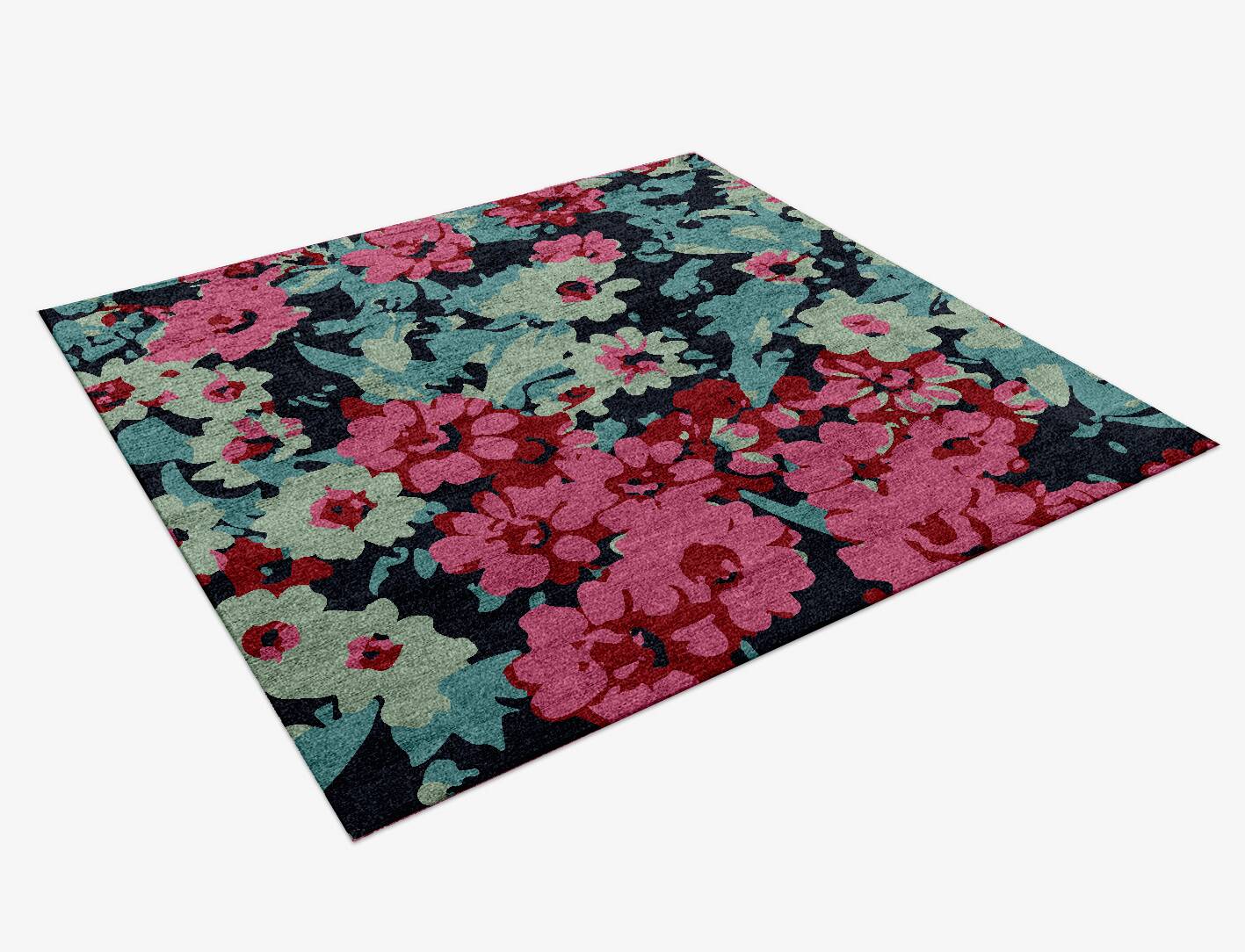 Delphine Floral Square Hand Knotted Bamboo Silk Custom Rug by Rug Artisan