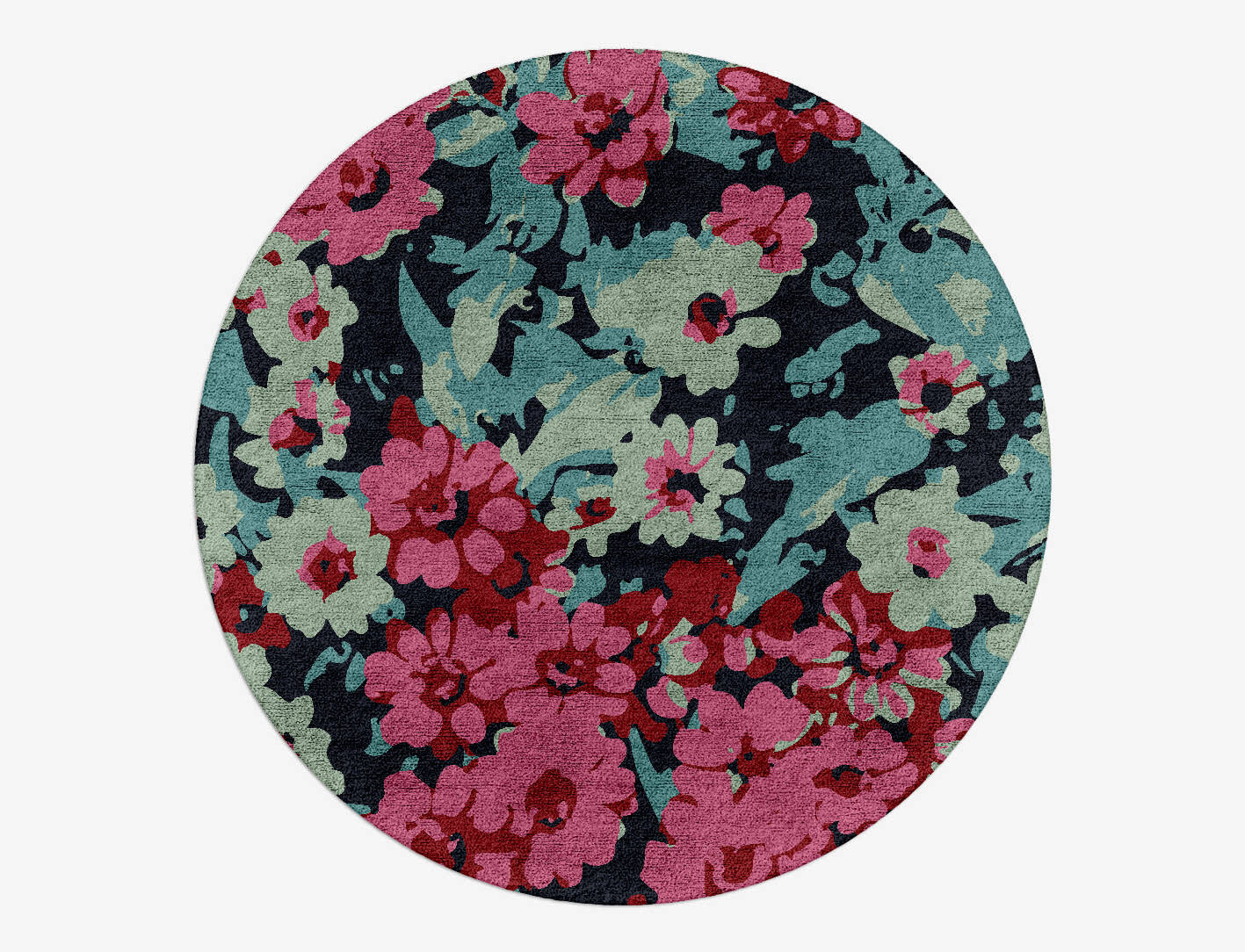 Delphine Floral Round Hand Tufted Bamboo Silk Custom Rug by Rug Artisan