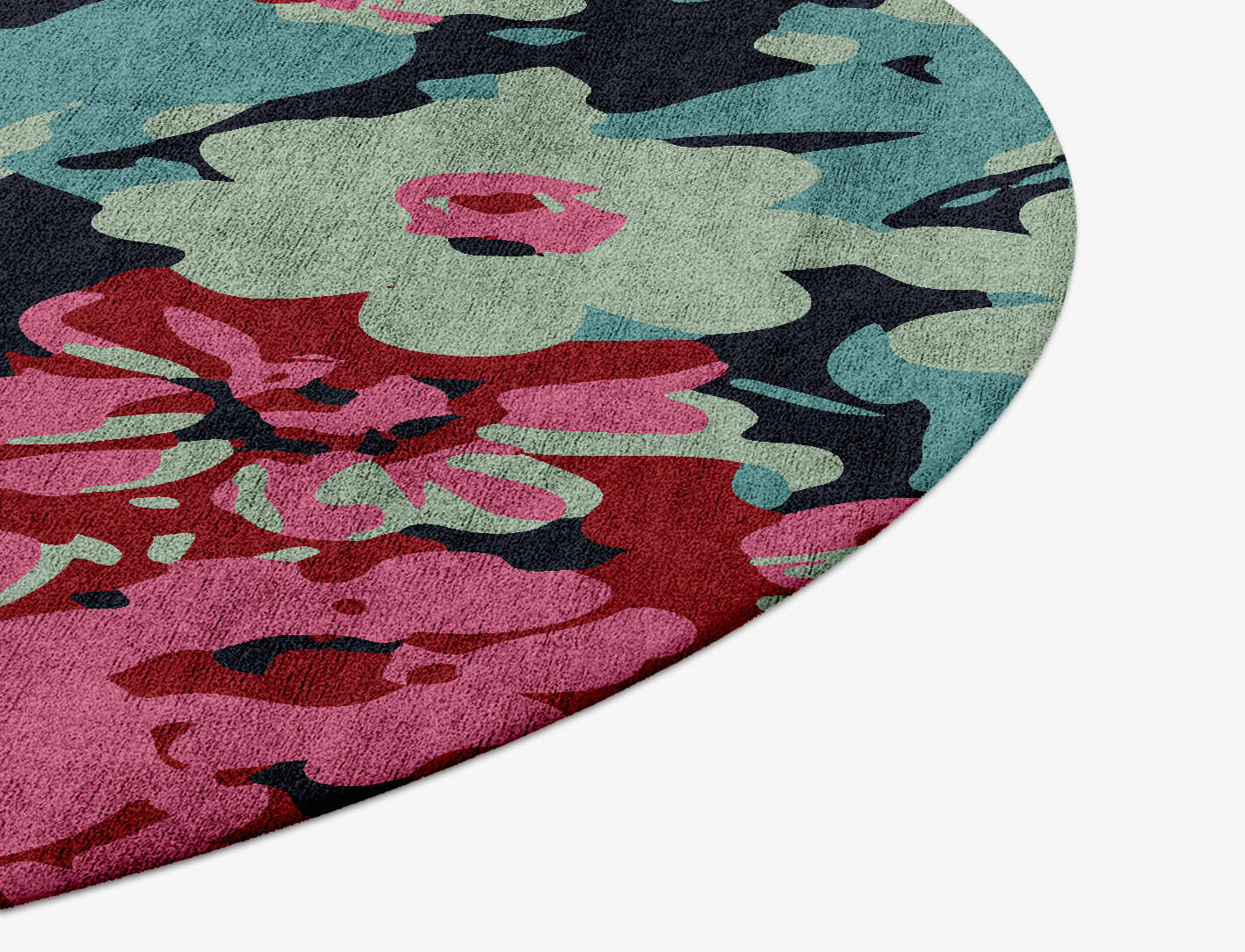 Delphine Floral Round Hand Tufted Bamboo Silk Custom Rug by Rug Artisan