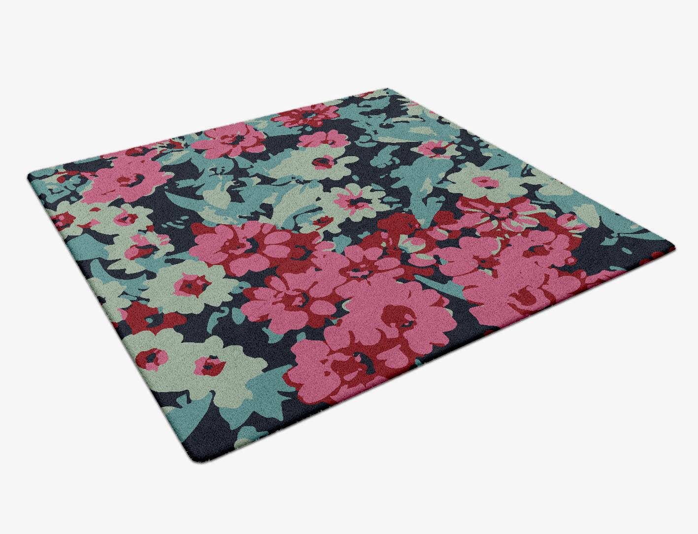 Delphine Floral Square Hand Tufted Pure Wool Custom Rug by Rug Artisan