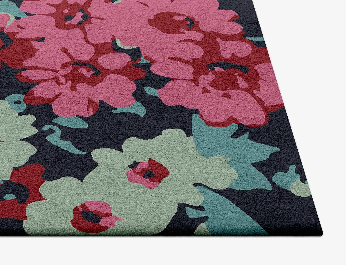 Delphine Floral Square Hand Tufted Pure Wool Custom Rug by Rug Artisan