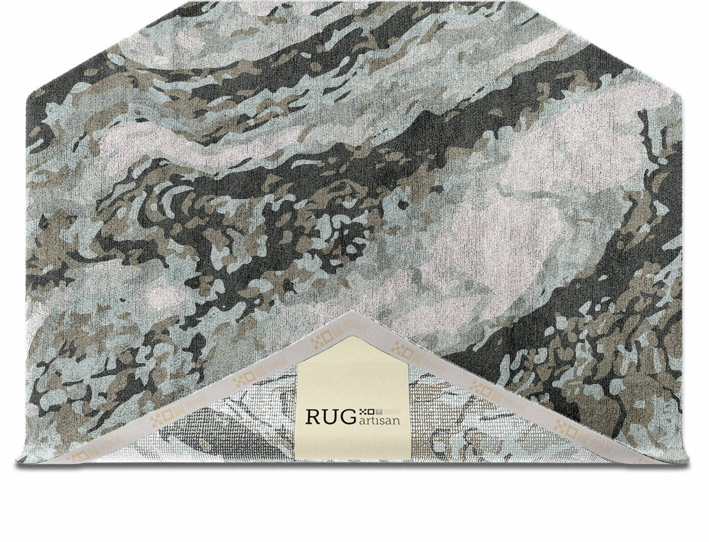 Deluge Surface Art Hexagon Hand Knotted Bamboo Silk Custom Rug by Rug Artisan