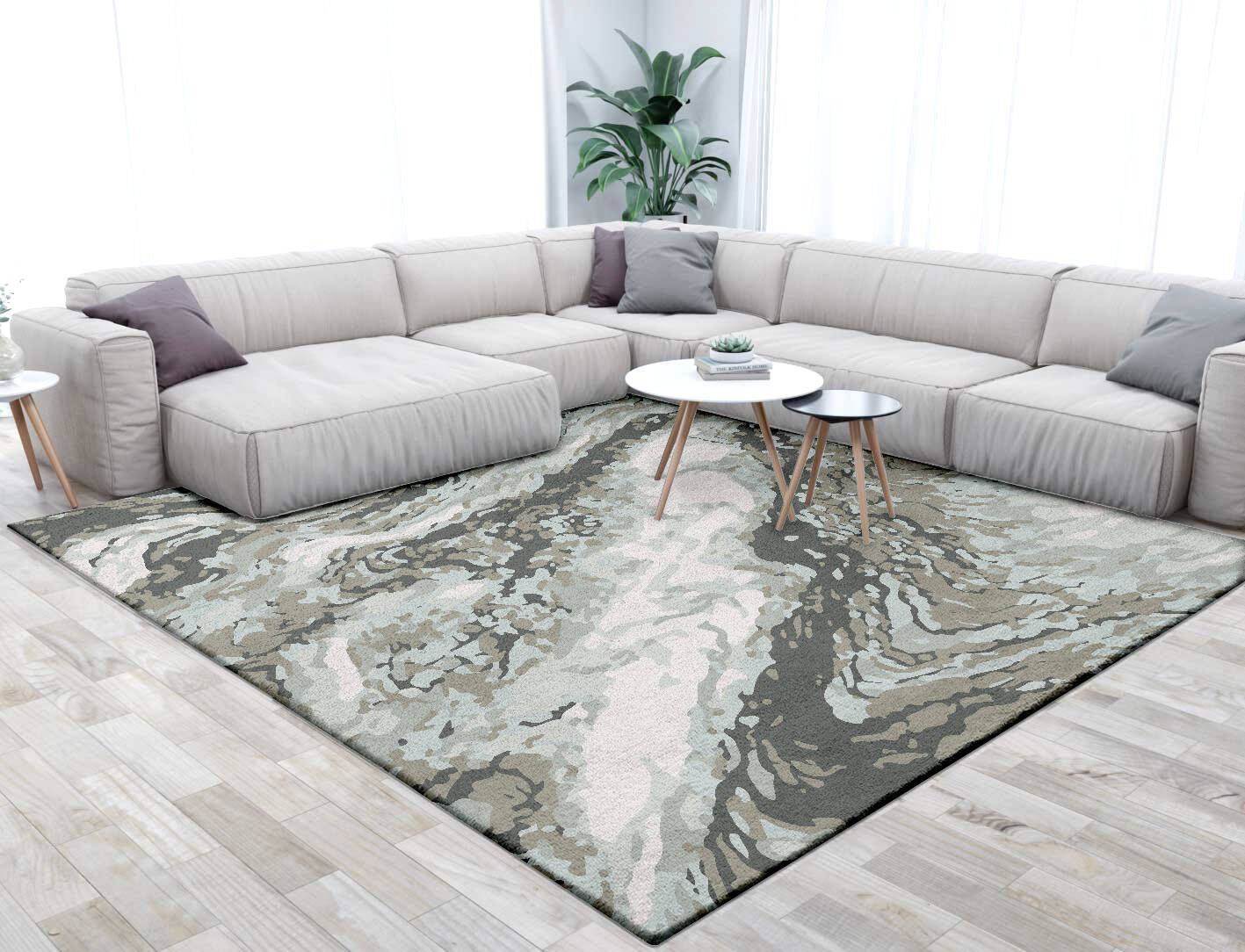 Deluge Surface Art Square Hand Tufted Pure Wool Custom Rug by Rug Artisan