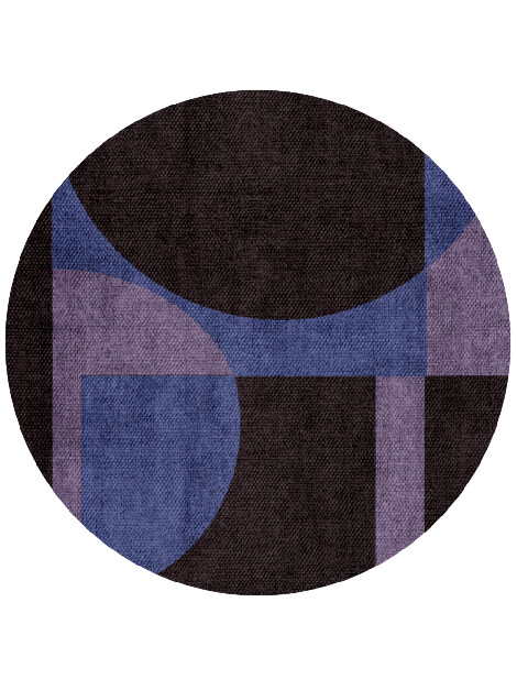 Demilune Geometric Round Flatweave Bamboo Silk Custom Rug by Rug Artisan