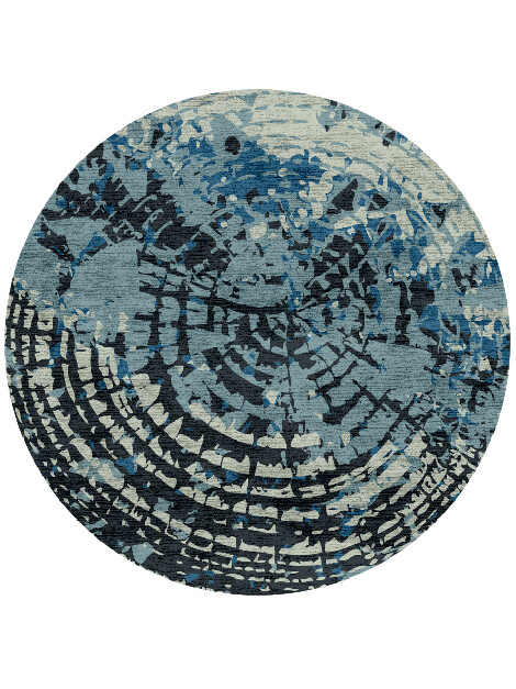Dendrings Abstract Round Hand Knotted Bamboo Silk Custom Rug by Rug Artisan