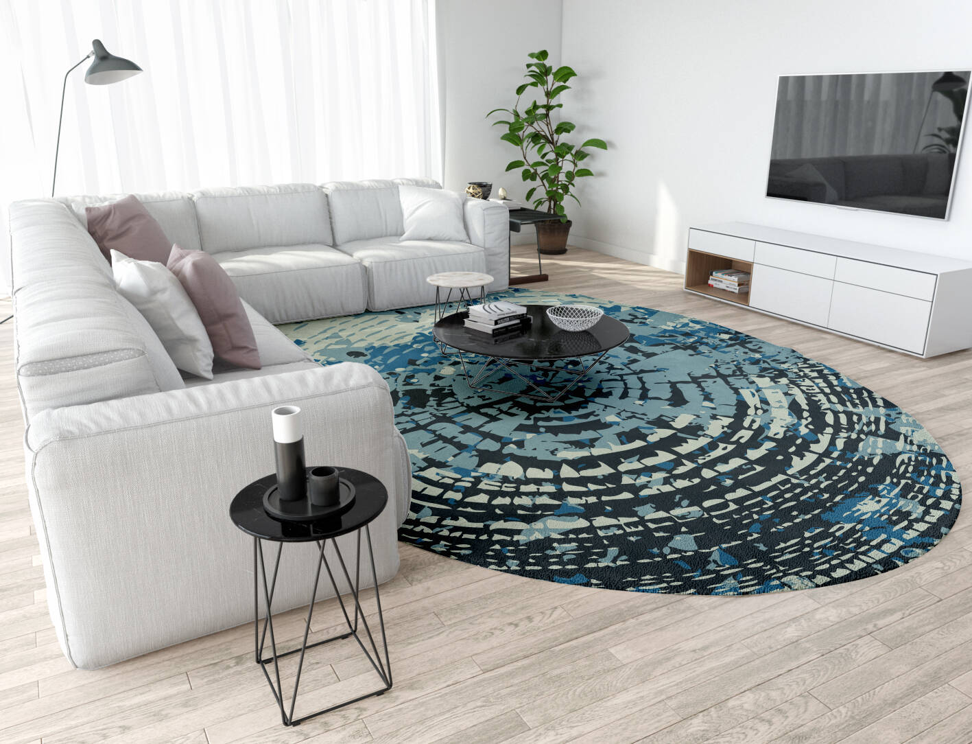 Dendrings Abstract Oval Hand Tufted Pure Wool Custom Rug by Rug Artisan