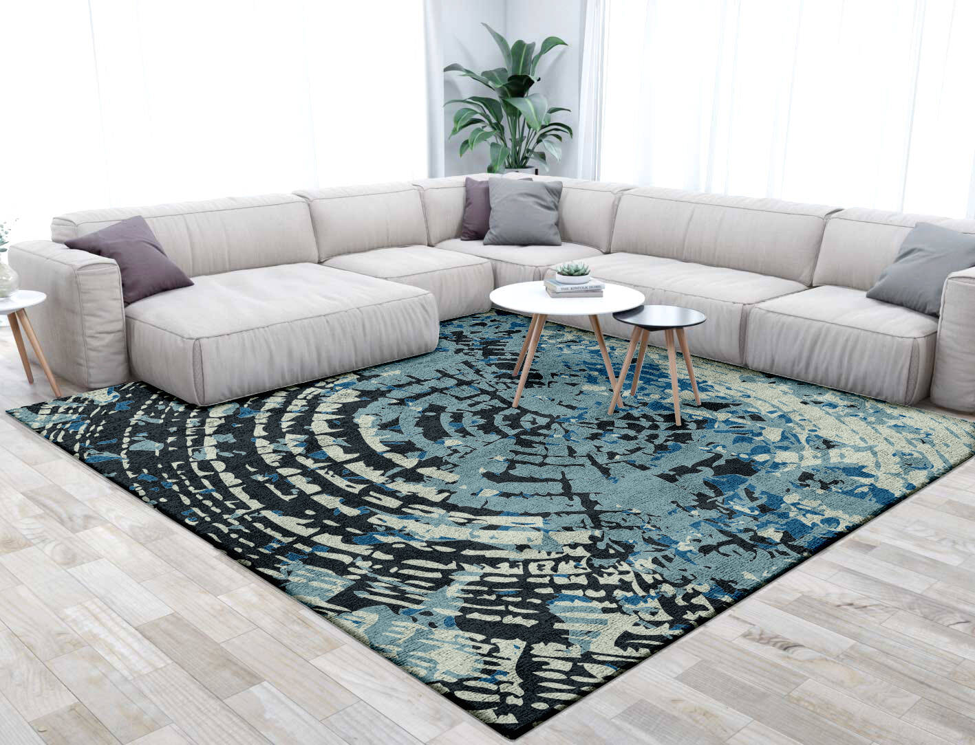 Dendrings Abstract Square Hand Tufted Bamboo Silk Custom Rug by Rug Artisan