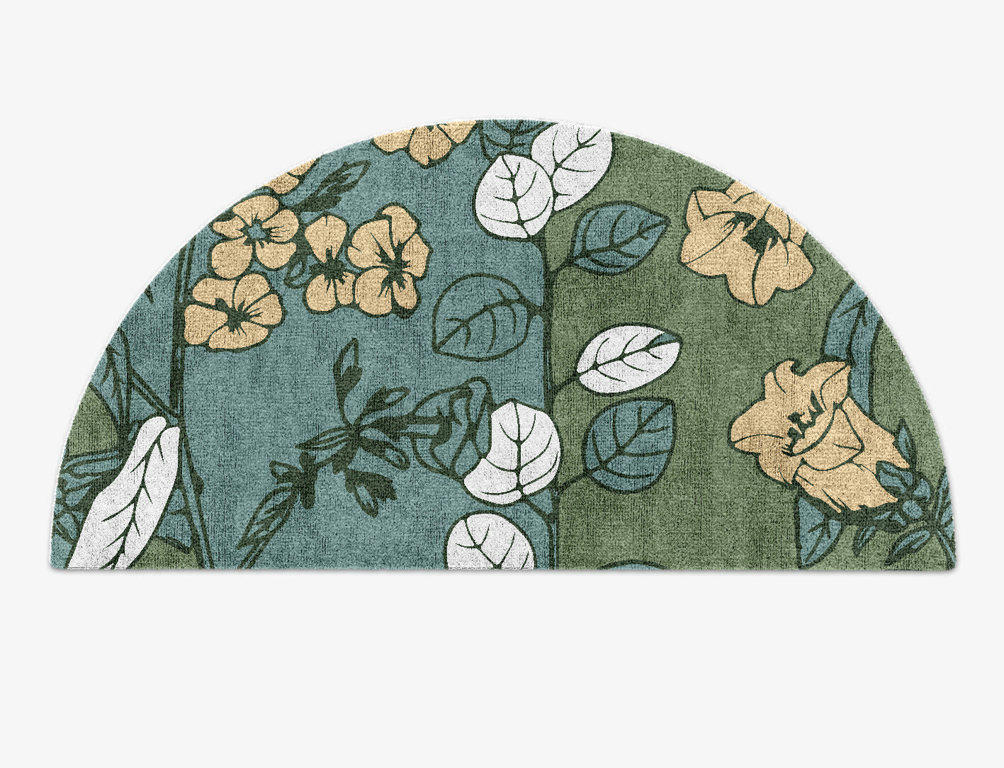 Dephnes Field of Flowers Halfmoon Hand Knotted Bamboo Silk Custom Rug by Rug Artisan