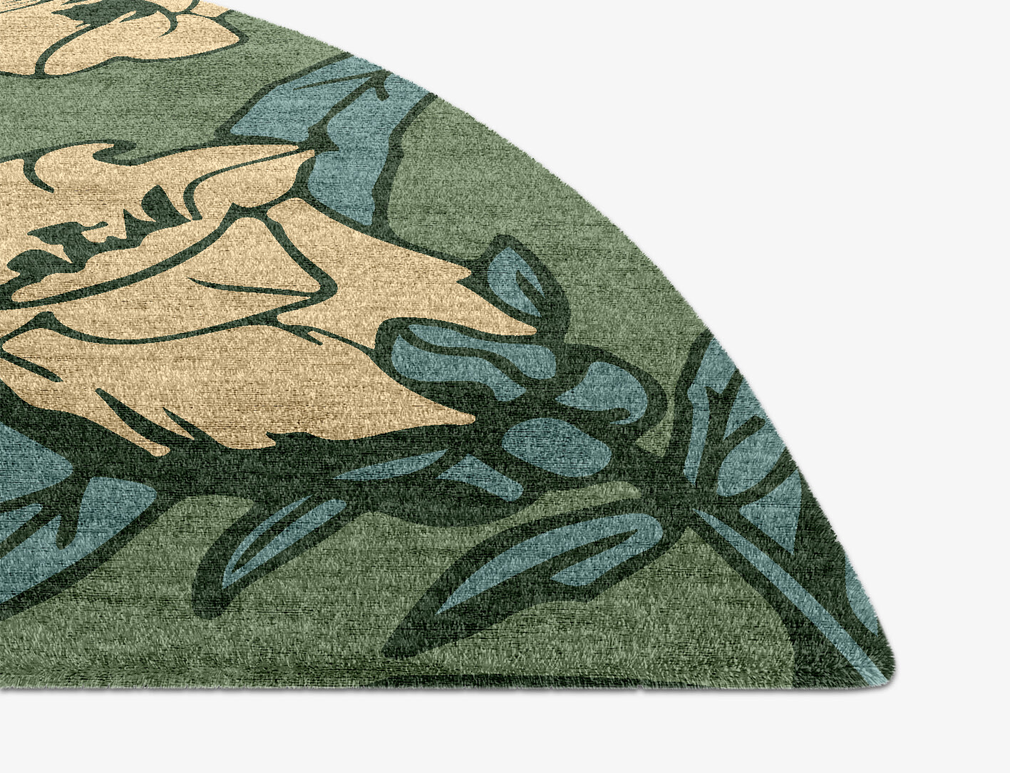 Dephnes Field of Flowers Halfmoon Hand Knotted Bamboo Silk Custom Rug by Rug Artisan
