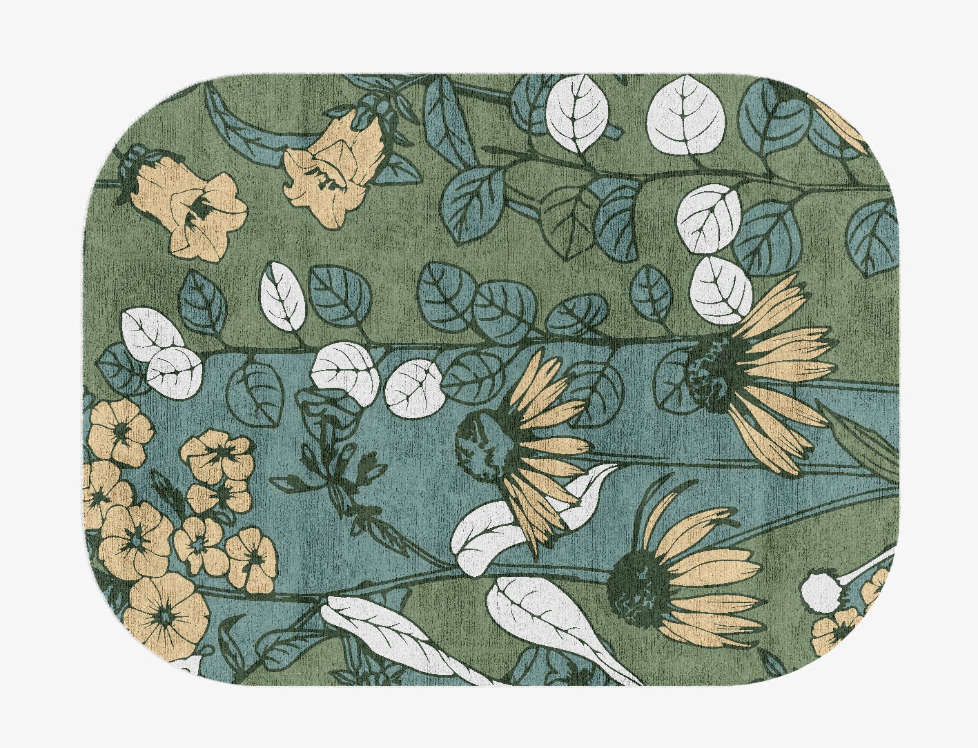 Dephnes Field of Flowers Oblong Hand Knotted Bamboo Silk Custom Rug by Rug Artisan