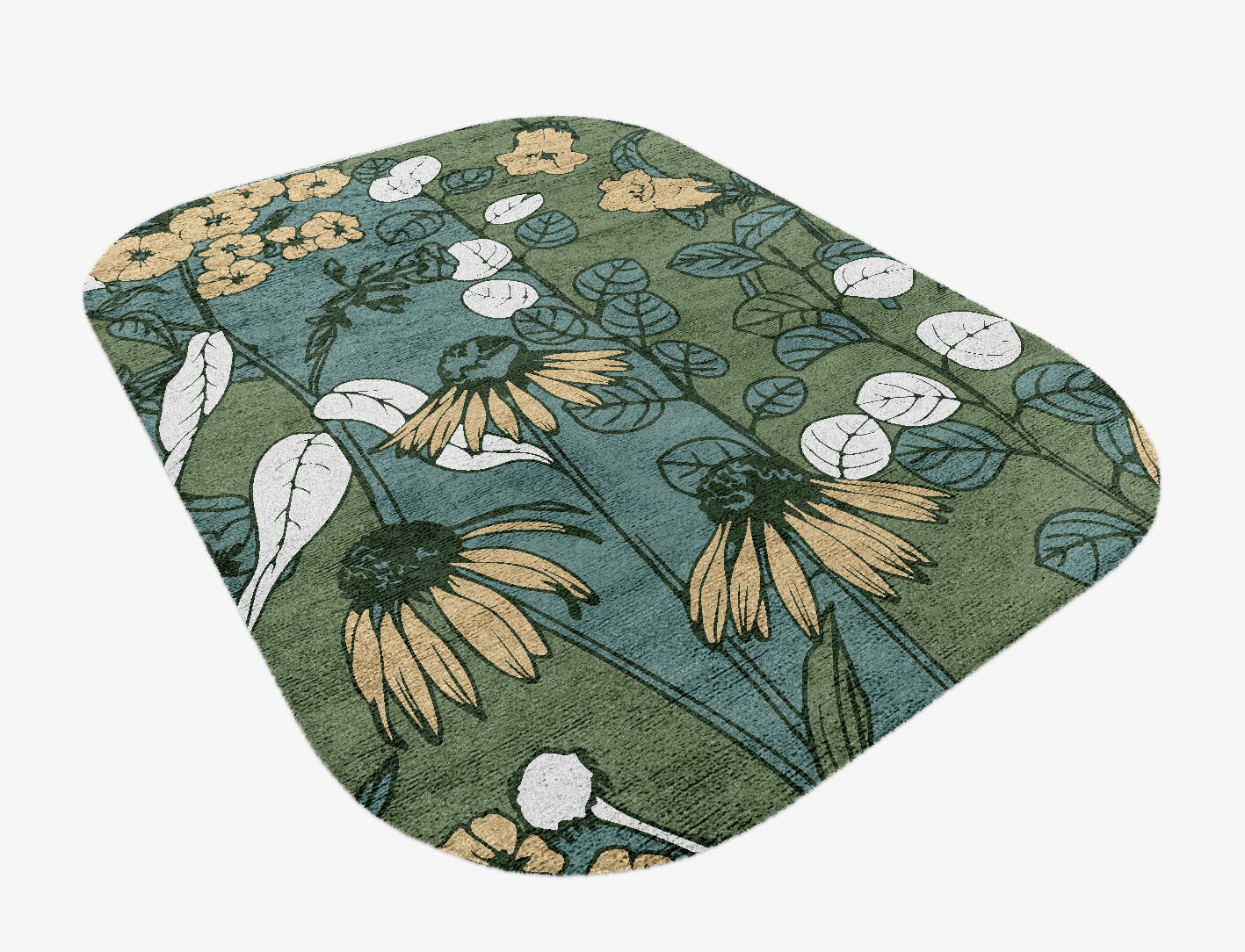 Dephnes Field of Flowers Oblong Hand Knotted Bamboo Silk Custom Rug by Rug Artisan