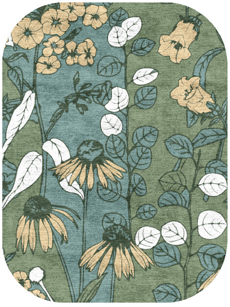 Dephnes Field of Flowers Oblong Hand Knotted Bamboo Silk Custom Rug by Rug Artisan