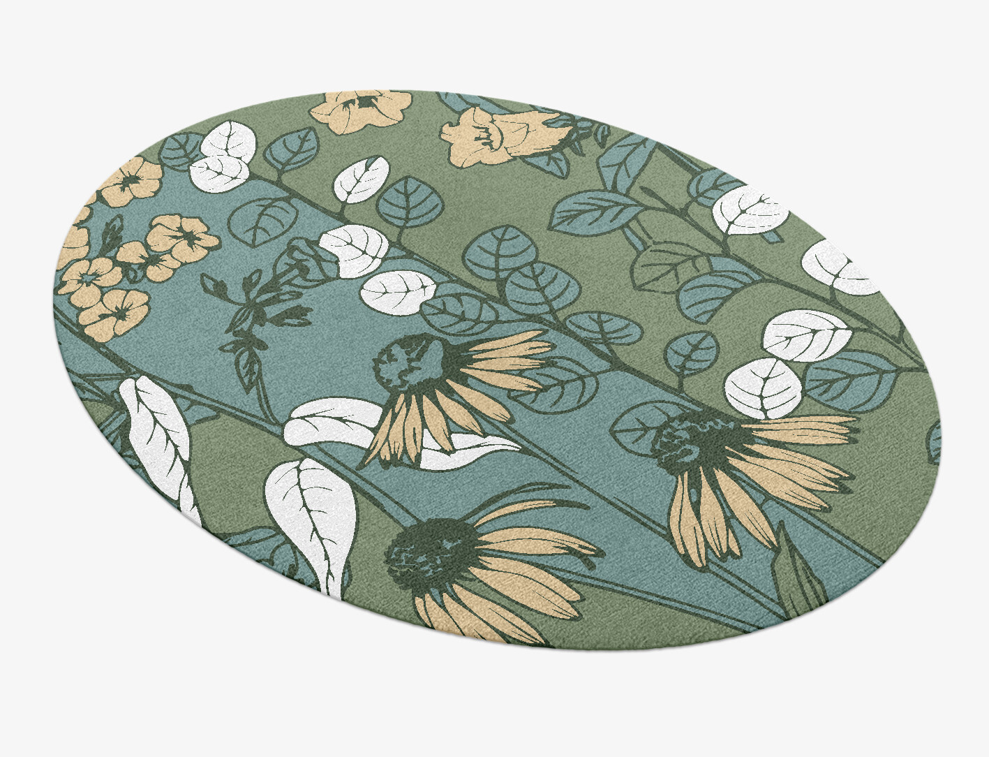 Dephnes Field of Flowers Oval Hand Knotted Tibetan Wool Custom Rug by Rug Artisan