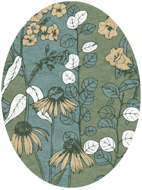 Dephnes Field of Flowers Oval Hand Knotted Tibetan Wool Custom Rug by Rug Artisan