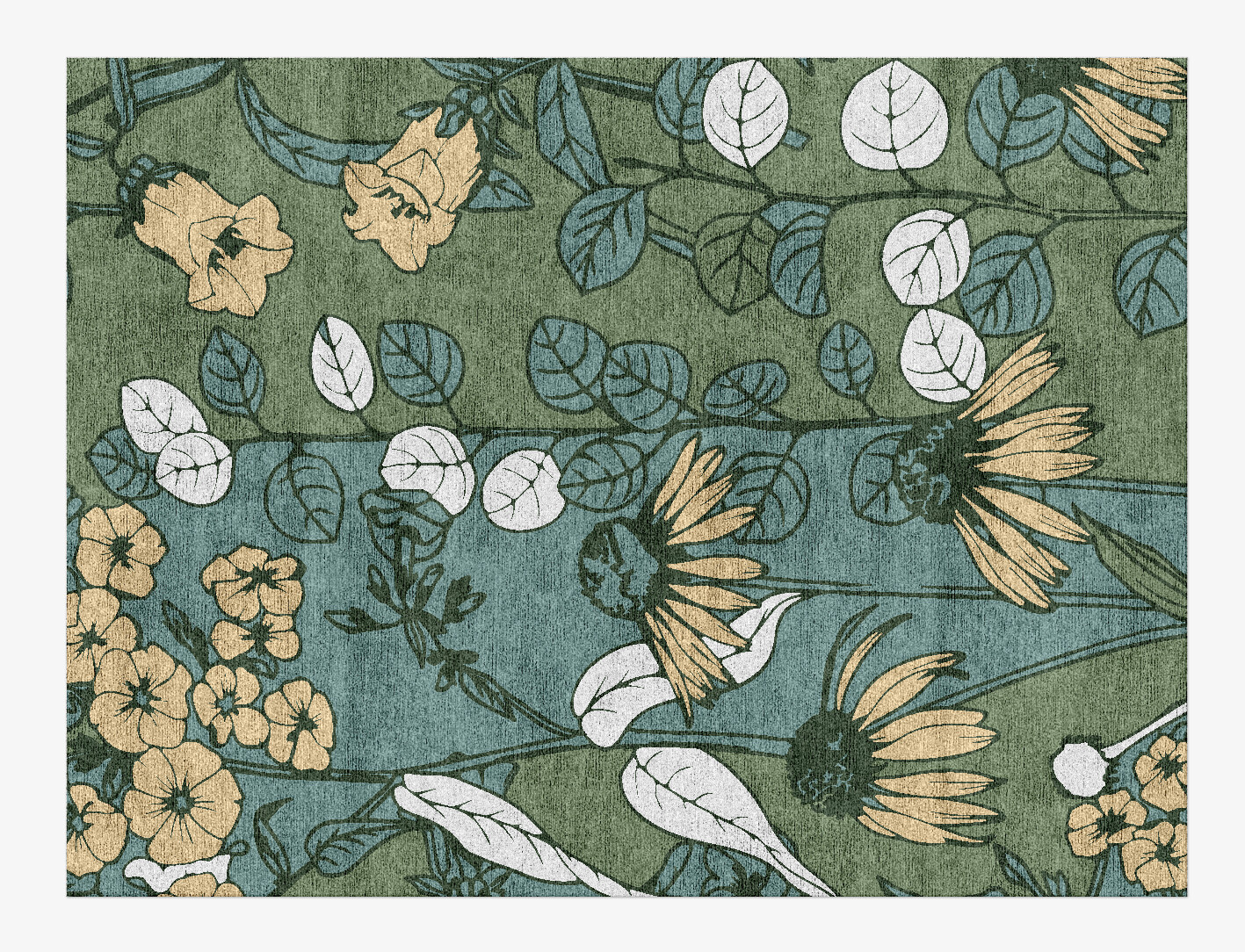 Dephnes Field of Flowers Rectangle Hand Knotted Bamboo Silk Custom Rug by Rug Artisan