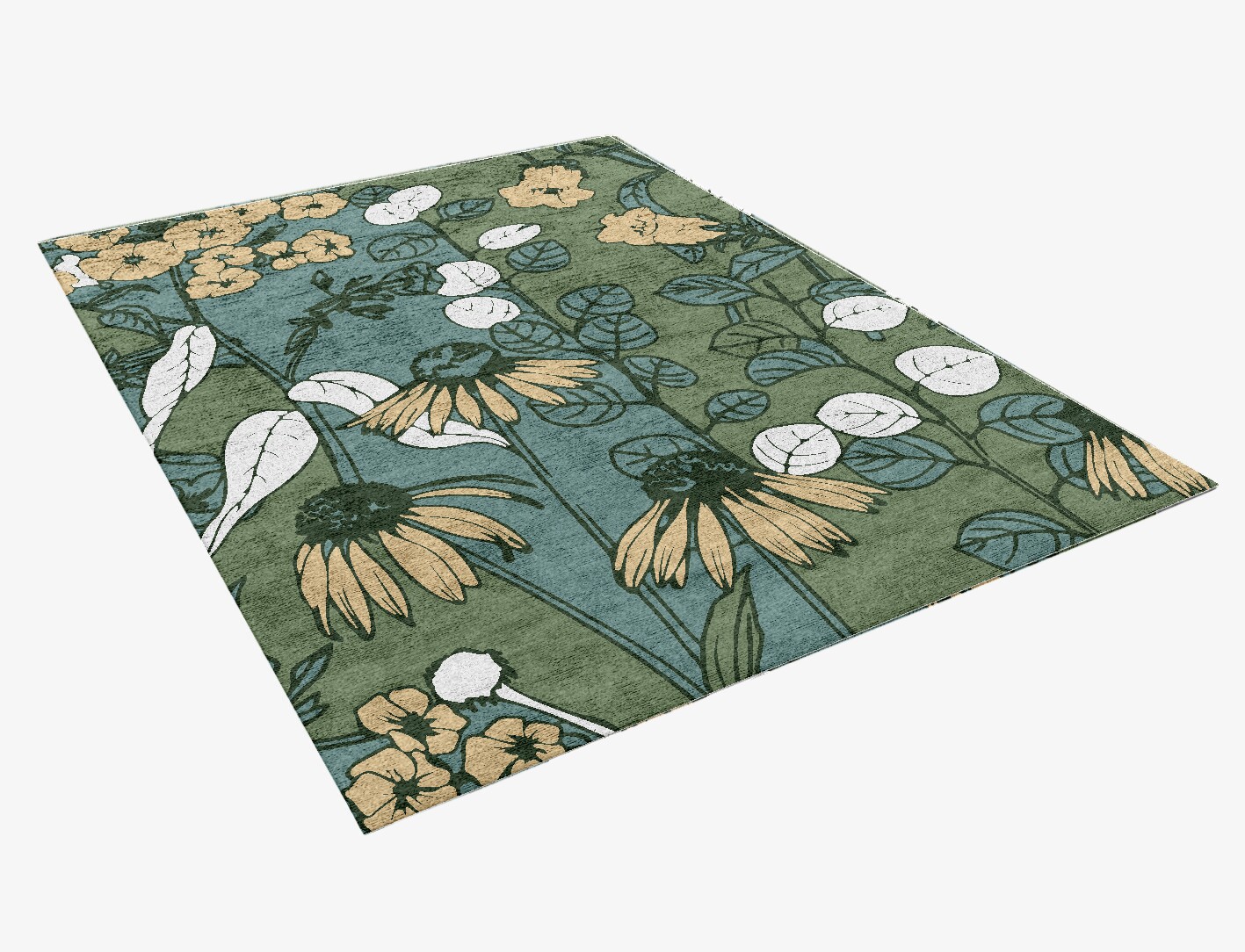 Dephnes Field of Flowers Rectangle Hand Knotted Bamboo Silk Custom Rug by Rug Artisan