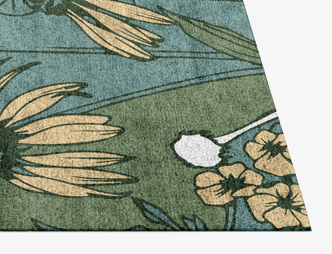 Dephnes Field of Flowers Rectangle Hand Knotted Bamboo Silk Custom Rug by Rug Artisan