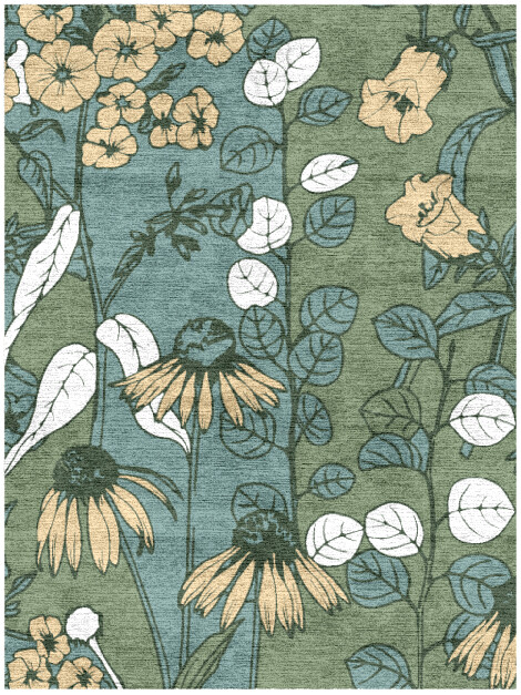 Dephnes Field of Flowers Rectangle Hand Knotted Bamboo Silk Custom Rug by Rug Artisan