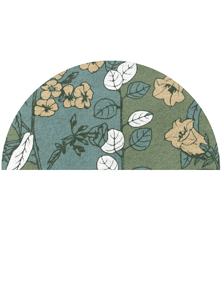 Dephnes Field of Flowers Halfmoon Hand Tufted Pure Wool Custom Rug by Rug Artisan