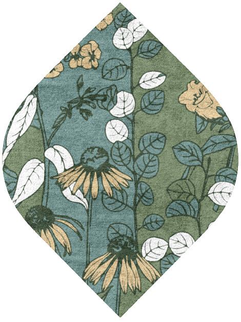 Dephnes Field of Flowers Ogee Hand Tufted Bamboo Silk Custom Rug by Rug Artisan