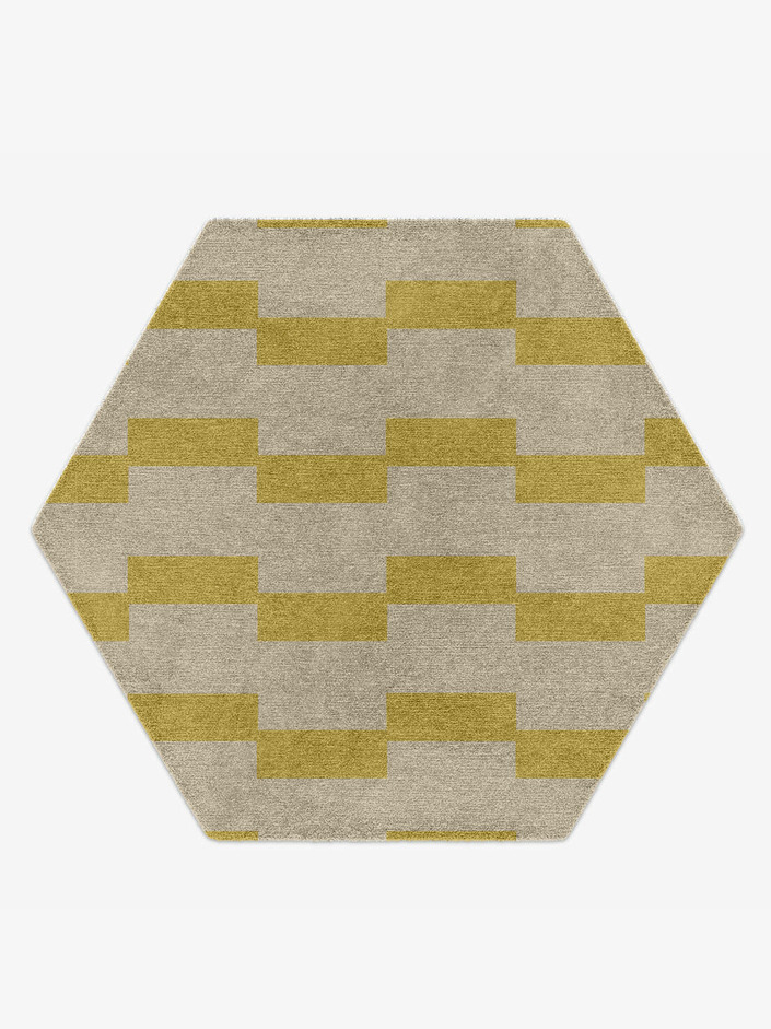 Depth Minimalist Hexagon Hand Knotted Tibetan Wool Custom Rug by Rug Artisan