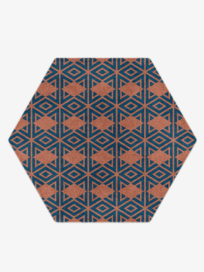 Diamond Overlays Modern Geometrics Hexagon Hand Knotted Tibetan Wool Custom Rug by Rug Artisan