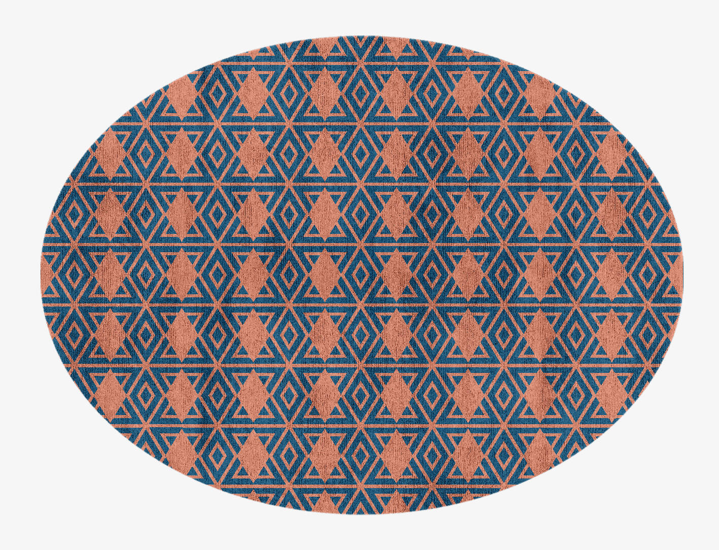 Diamond Overlays Modern Geometrics Oval Hand Knotted Bamboo Silk Custom Rug by Rug Artisan