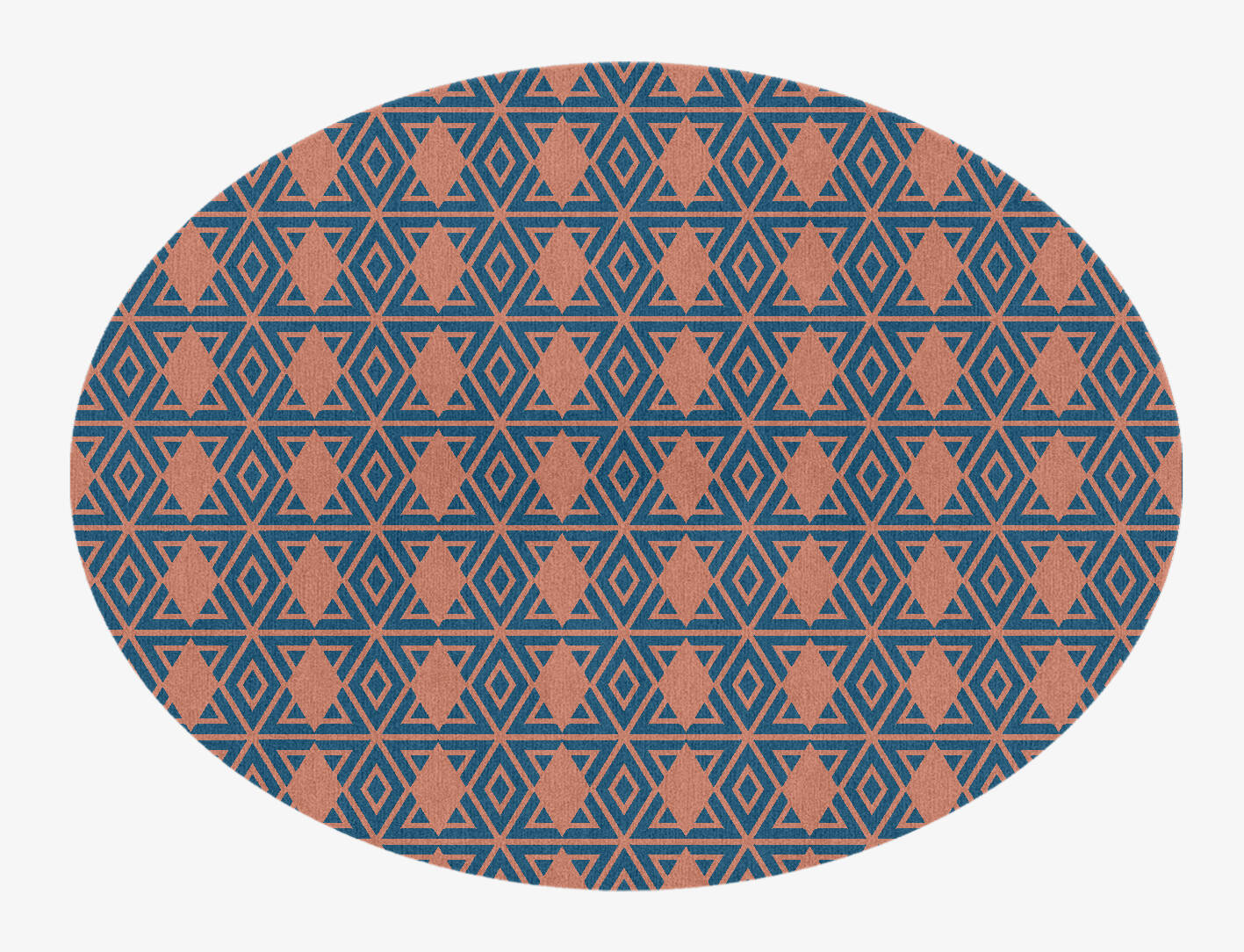 Diamond Overlays Modern Geometrics Oval Hand Knotted Tibetan Wool Custom Rug by Rug Artisan