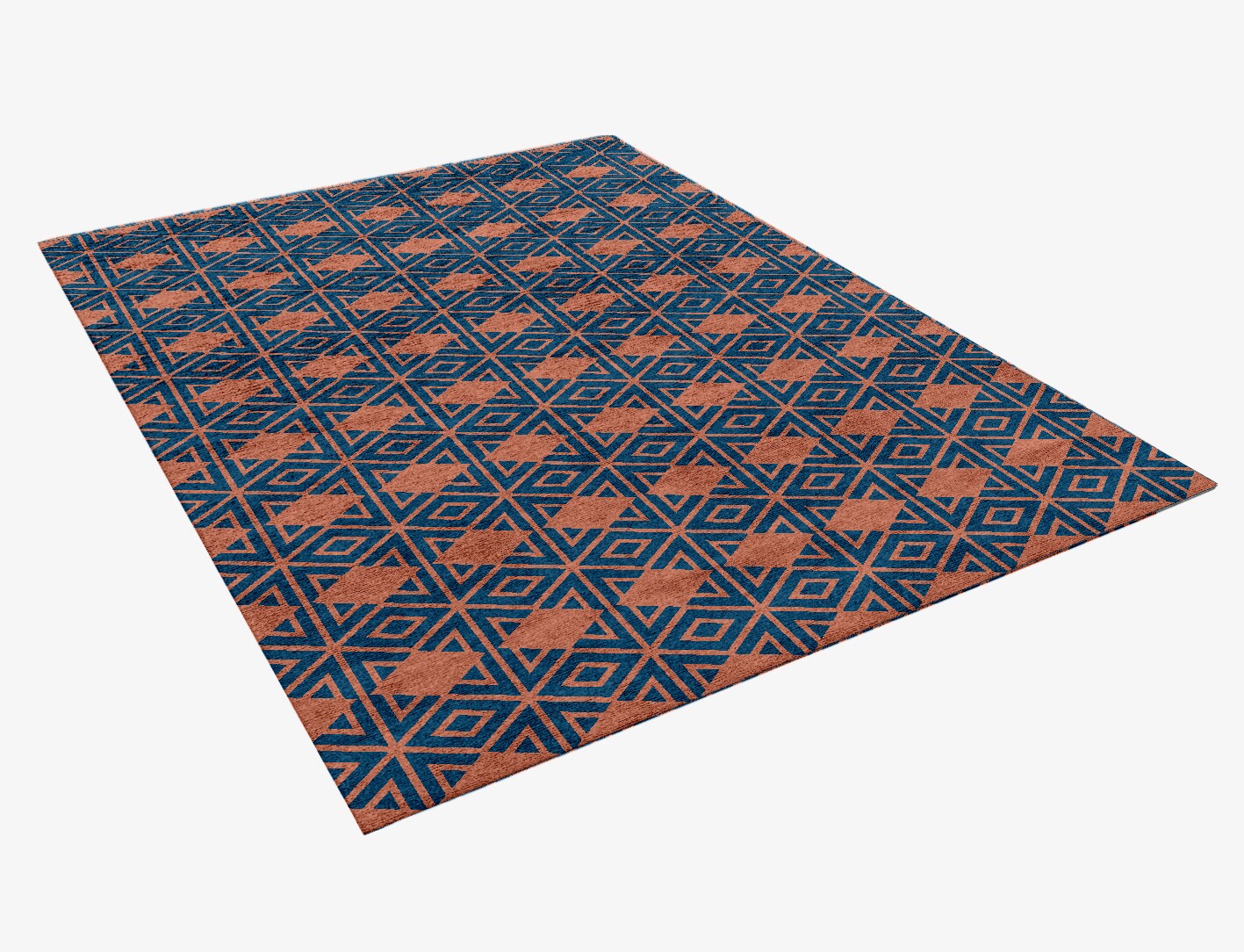 Diamond Overlays Geometric Rectangle Hand Knotted Bamboo Silk Custom Rug by Rug Artisan