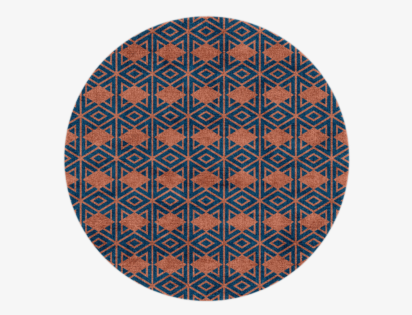 Diamond Overlays Geometric Round Hand Knotted Bamboo Silk Custom Rug by Rug Artisan