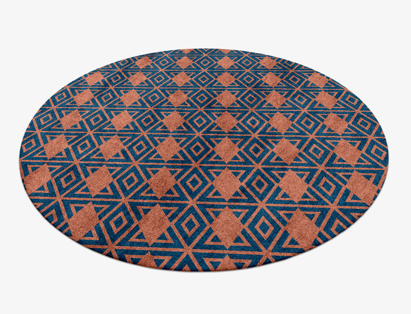 Diamond Overlays Geometric Round Hand Knotted Bamboo Silk Custom Rug by Rug Artisan