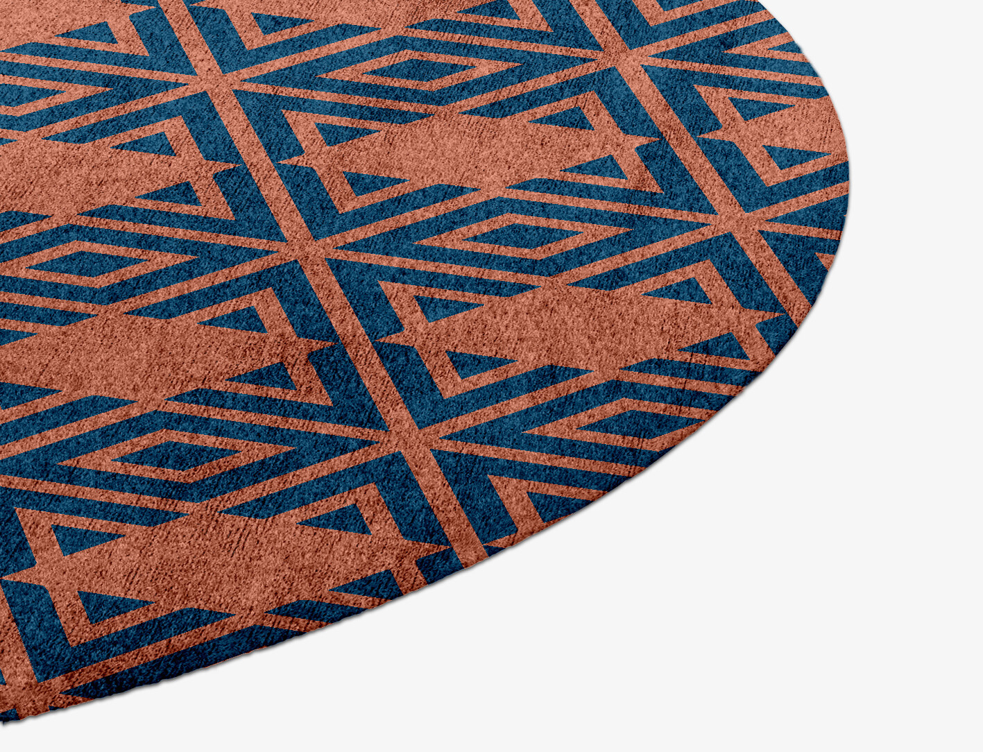 Diamond Overlays Geometric Round Hand Knotted Bamboo Silk Custom Rug by Rug Artisan