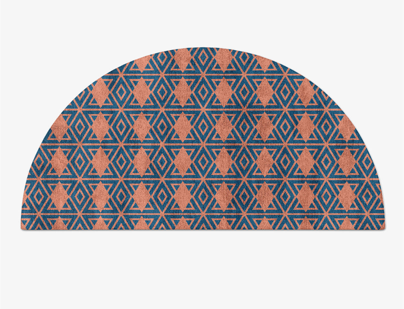 Diamond Overlays Modern Geometrics Halfmoon Hand Tufted Bamboo Silk Custom Rug by Rug Artisan