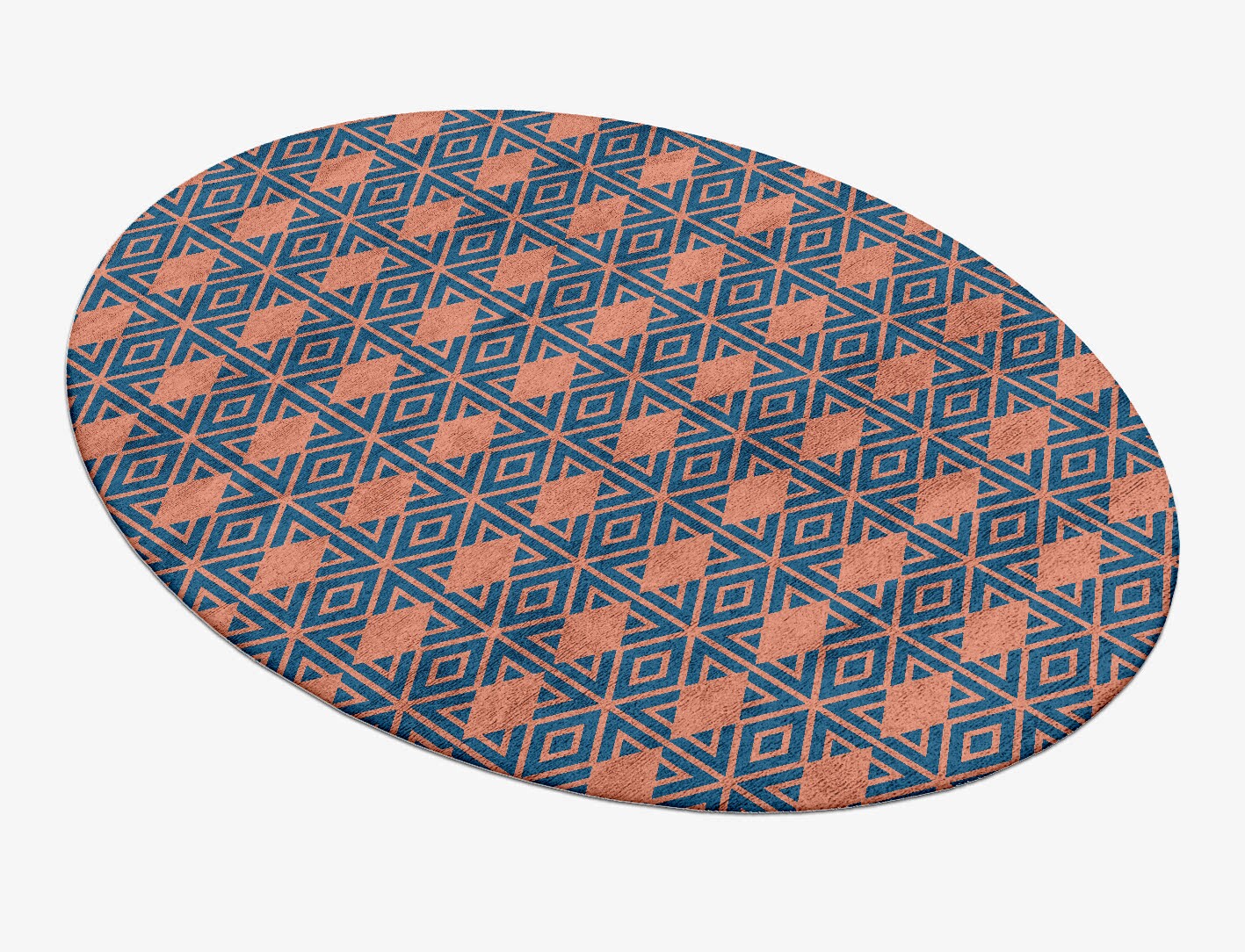 Diamond Overlays Geometric Oval Hand Tufted Bamboo Silk Custom Rug by Rug Artisan