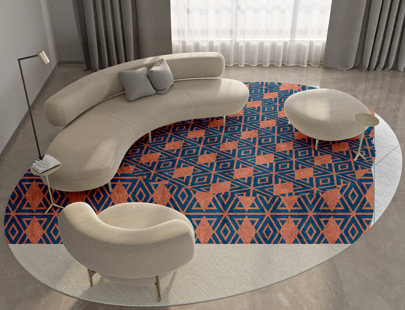 Diamond Overlays Geometric Oval Hand Tufted Bamboo Silk Custom Rug by Rug Artisan