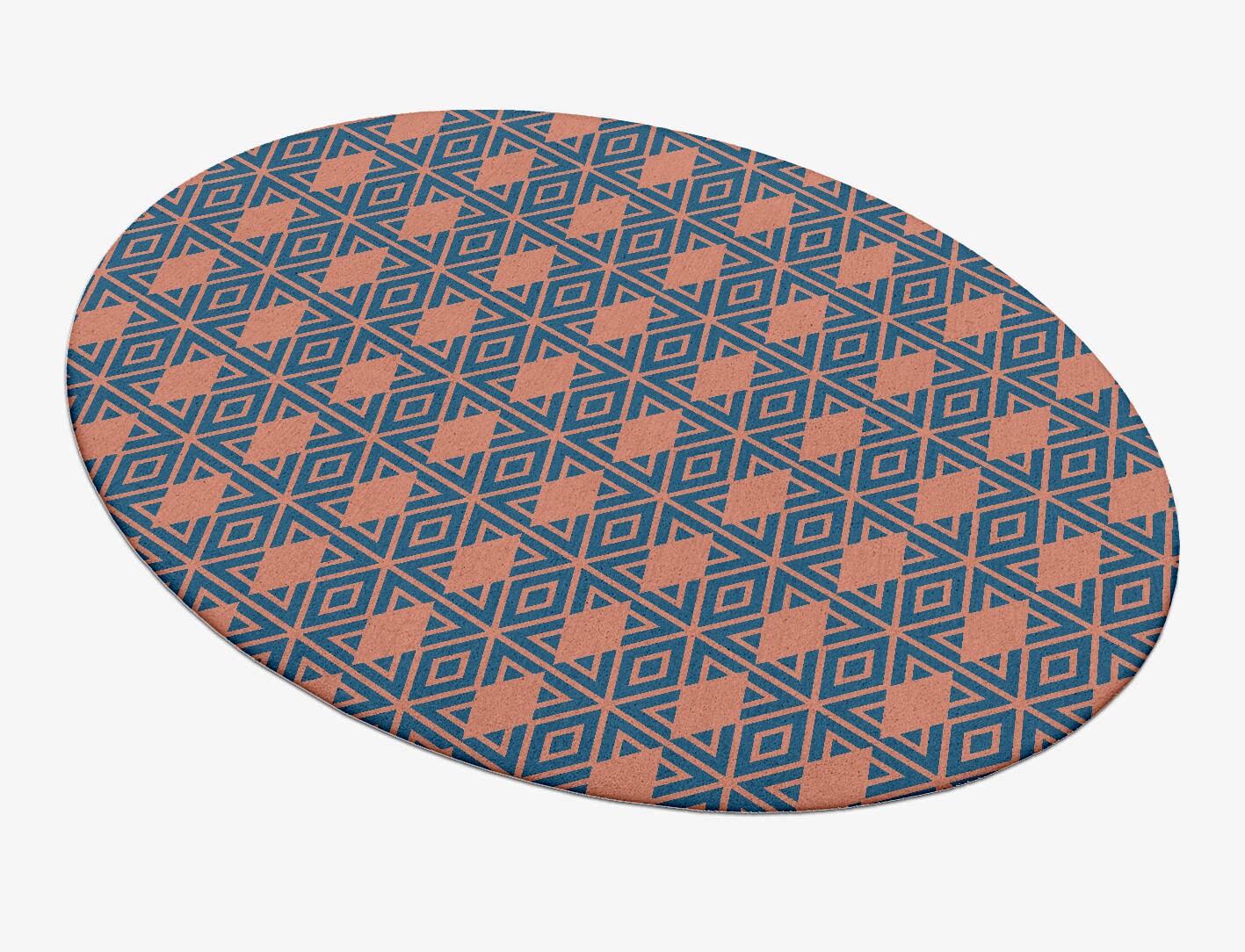 Diamond Overlays Geometric Oval Hand Tufted Pure Wool Custom Rug by Rug Artisan