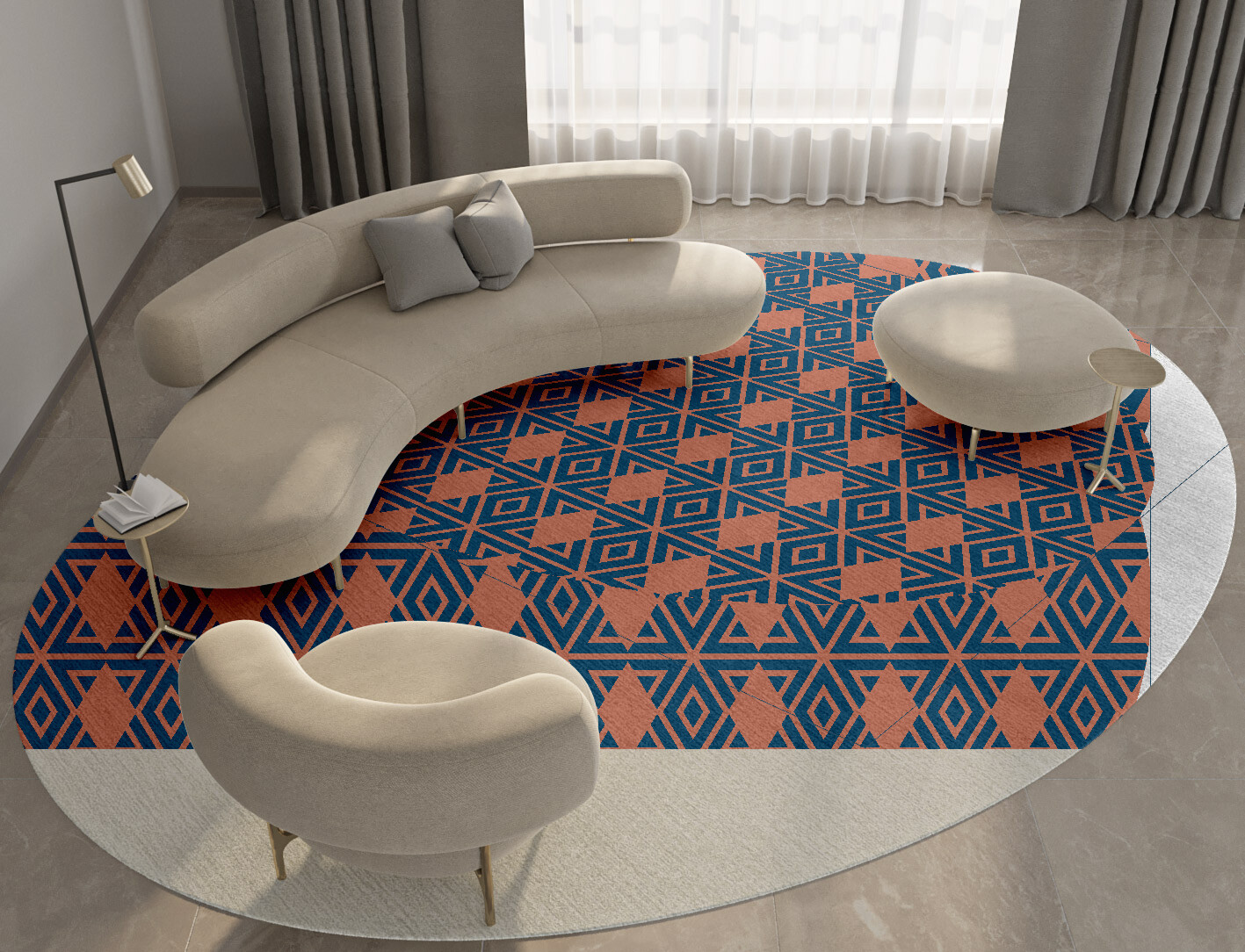 Diamond Overlays Geometric Oval Hand Tufted Pure Wool Custom Rug by Rug Artisan