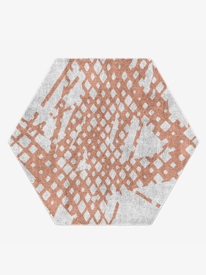 Diamond Slashes Terrazzo Play Hexagon Hand Knotted Bamboo Silk Custom Rug by Rug Artisan