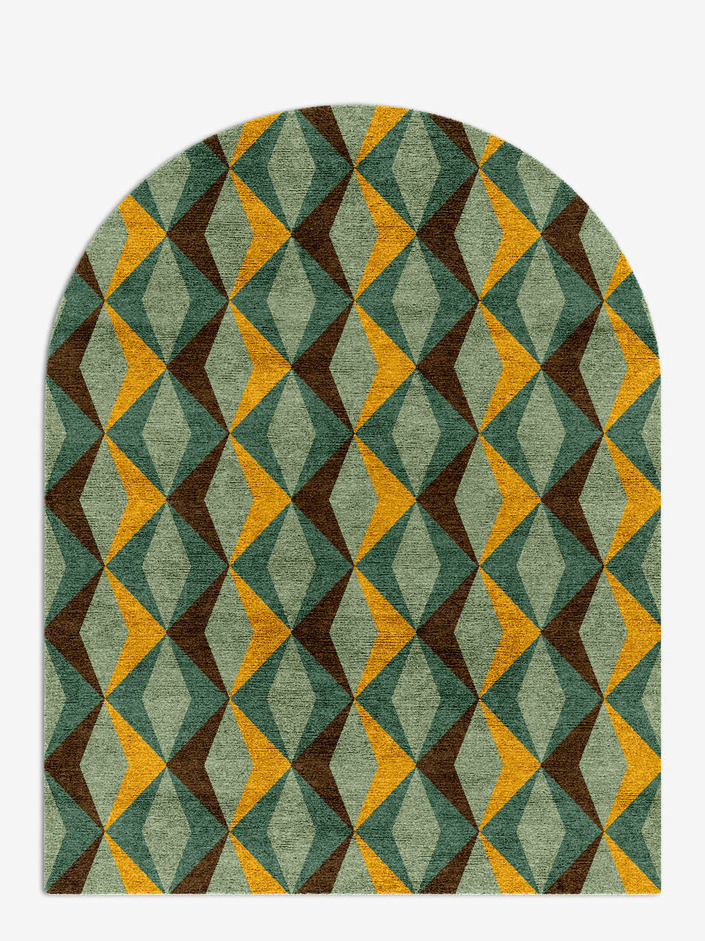 Diamond Waves Modern Geometrics Arch Hand Knotted Bamboo Silk Custom Rug by Rug Artisan
