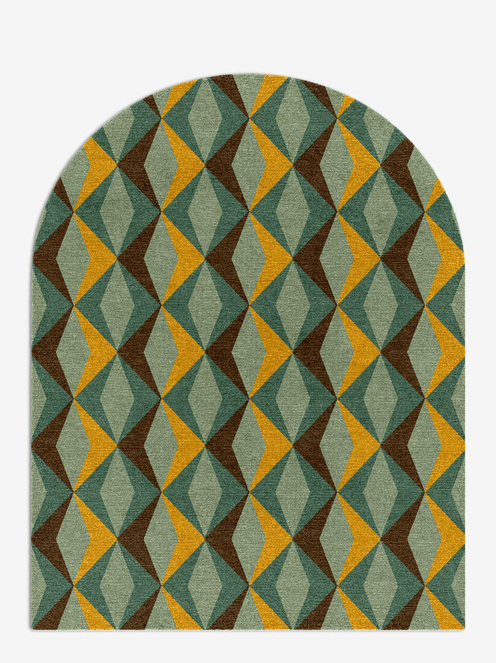 Diamond Waves Modern Geometrics Arch Hand Knotted Tibetan Wool Custom Rug by Rug Artisan