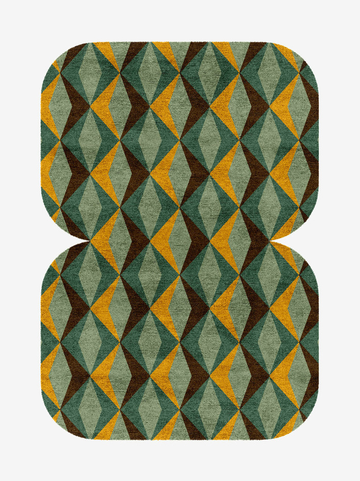 Diamond Waves Modern Geometrics Eight Hand Knotted Bamboo Silk Custom Rug by Rug Artisan