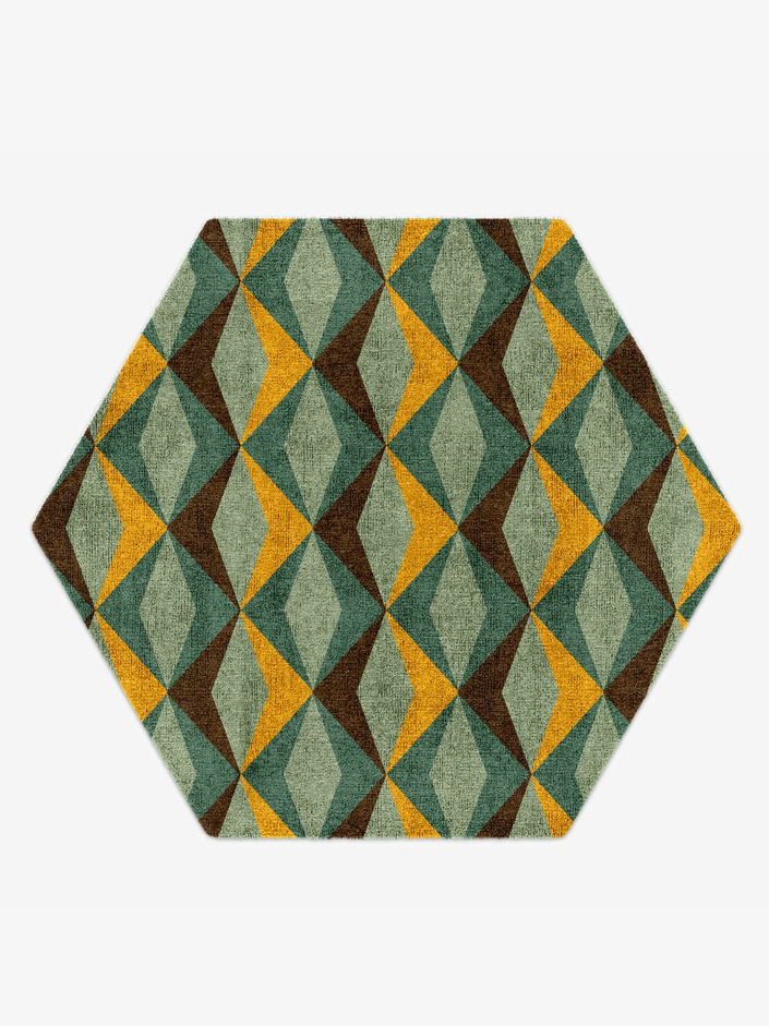 Diamond Waves Modern Geometrics Hexagon Hand Knotted Bamboo Silk Custom Rug by Rug Artisan
