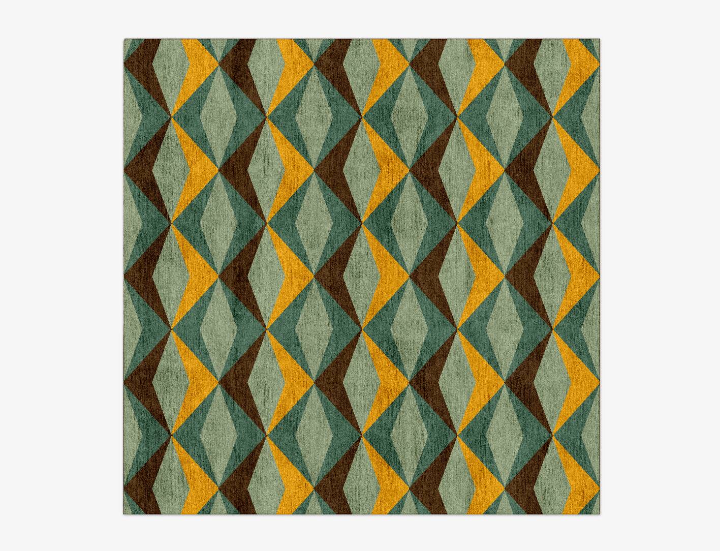 Diamond Waves Modern Geometrics Square Hand Knotted Bamboo Silk Custom Rug by Rug Artisan
