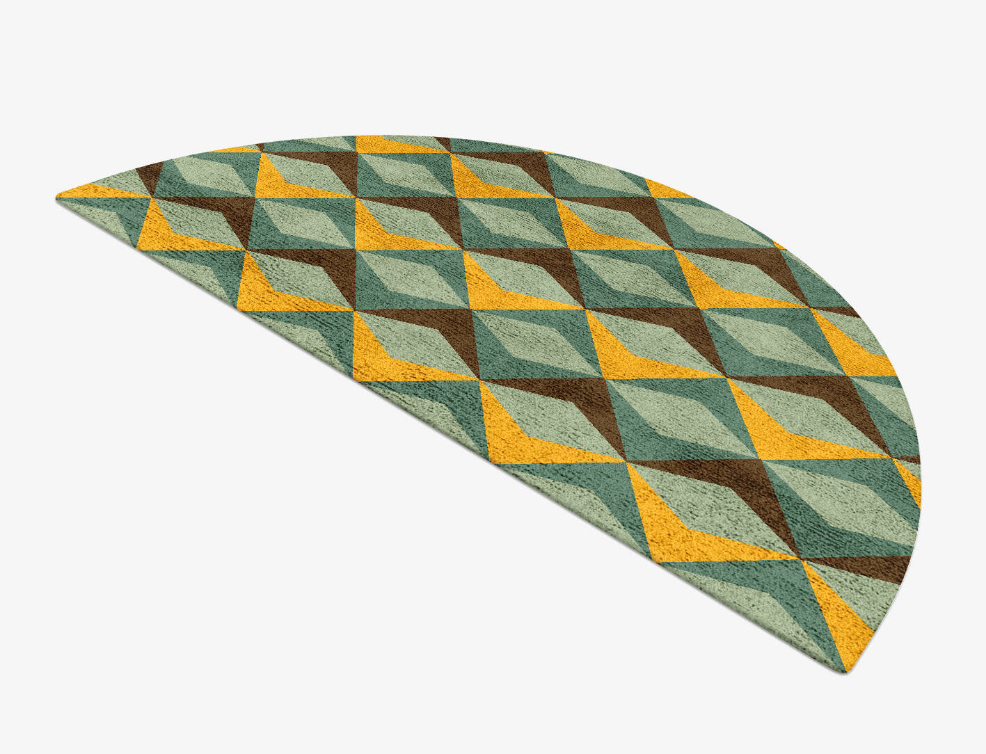 Diamond Waves Modern Geometrics Halfmoon Hand Tufted Bamboo Silk Custom Rug by Rug Artisan