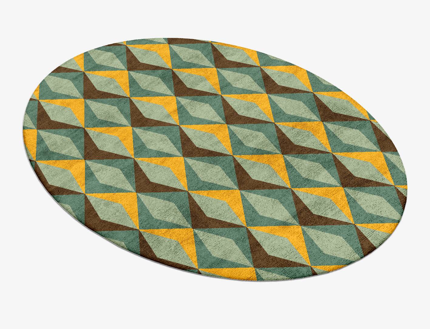 Diamond Waves Modern Geometrics Oval Hand Tufted Bamboo Silk Custom Rug by Rug Artisan