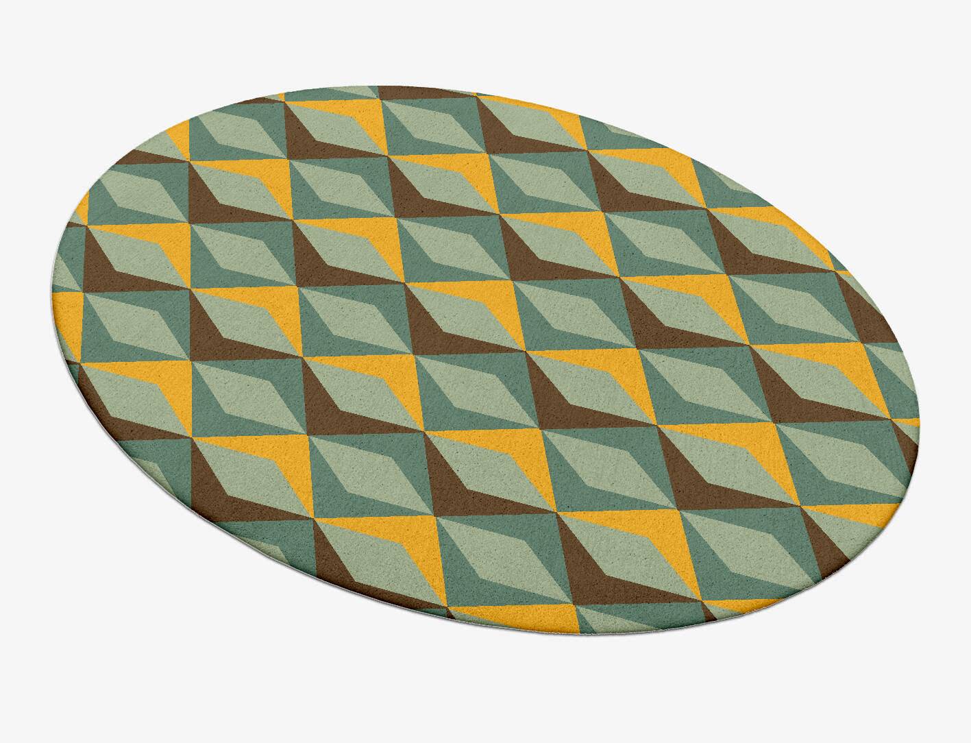 Diamond Waves Modern Geometrics Oval Hand Tufted Pure Wool Custom Rug by Rug Artisan