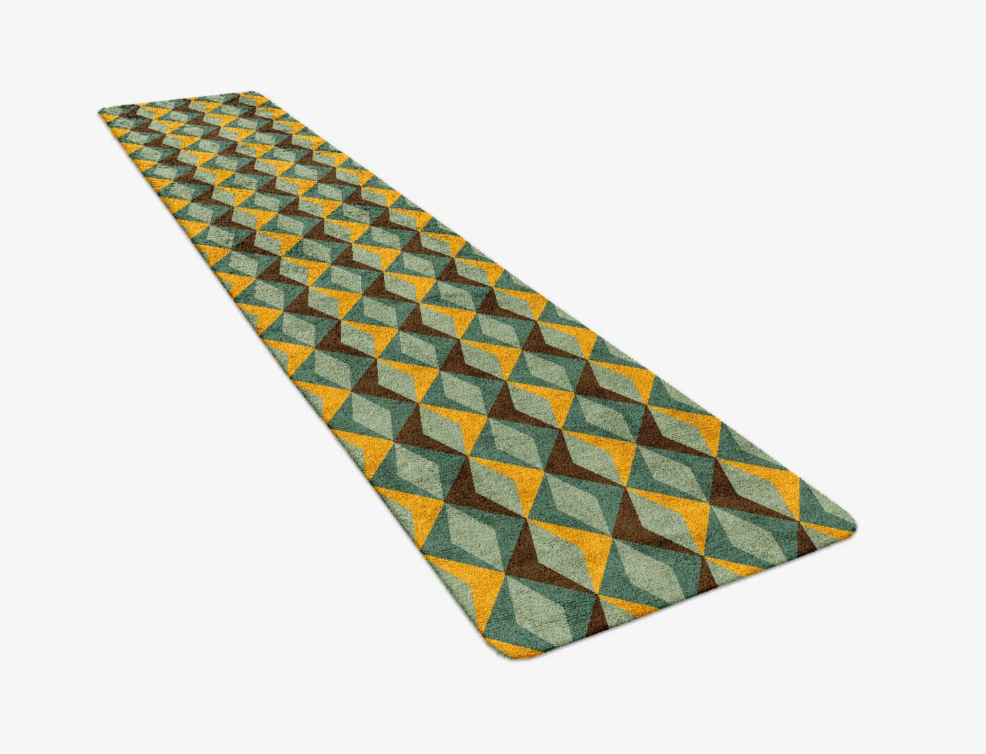 Diamond Waves Modern Geometrics Runner Hand Tufted Bamboo Silk Custom Rug by Rug Artisan