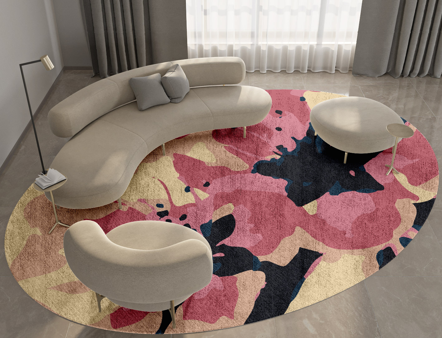 Diandra Floral Oval Hand Knotted Bamboo Silk Custom Rug by Rug Artisan