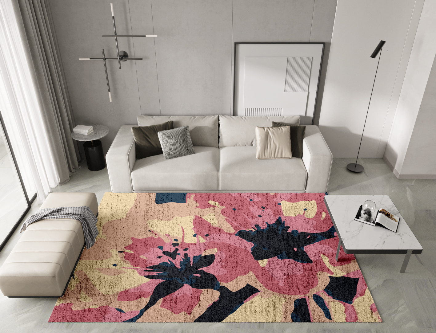 Diandra Floral Rectangle Hand Knotted Bamboo Silk Custom Rug by Rug Artisan