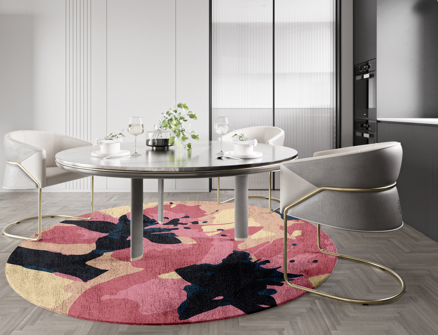 Diandra Floral Round Hand Knotted Bamboo Silk Custom Rug by Rug Artisan